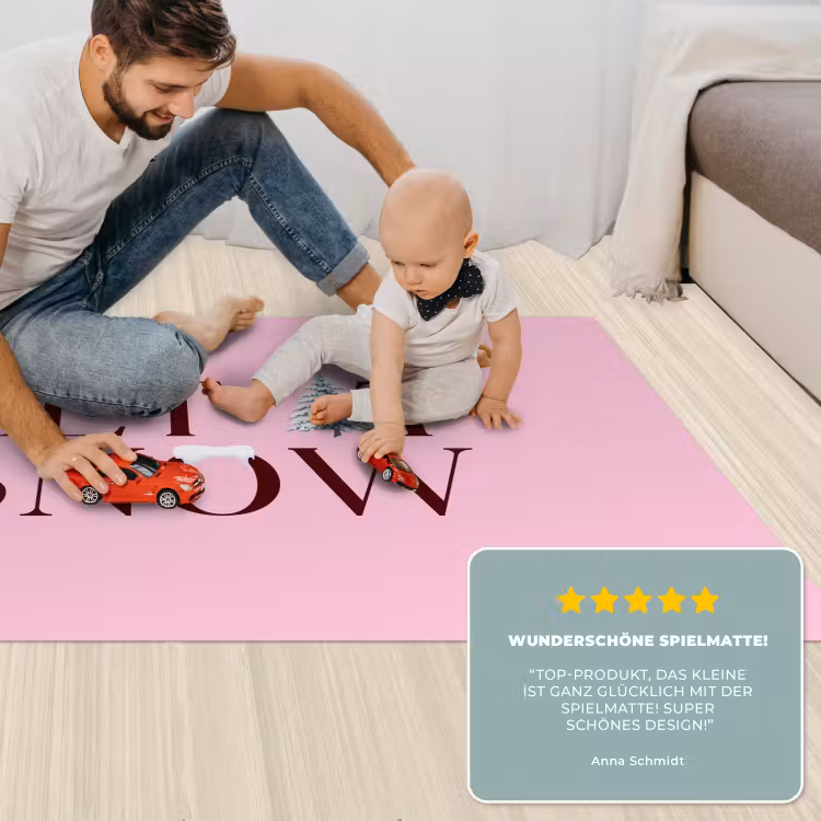 Spielmatte - Weihnachten – Text – Schnee – Rosa — 4