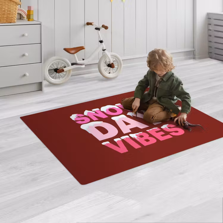 Spielmatte - Weihnachten – Text – Schnee – Rot – Rosa — 2