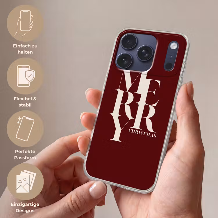 Handyhülle - Merry – Text – Dunkel – Rot — 4