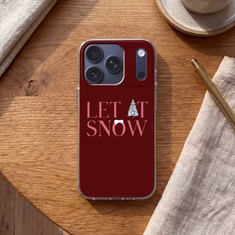 Handyhülle - Text – Weihnachten – Schnee – Rosa — 2
