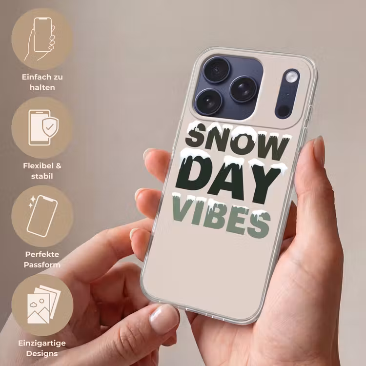 Handyhülle - Schnee – Text – Weihnachten – Beige — 4