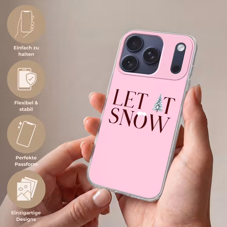 Handyhülle - Weihnachten – Text – Schnee – Rosa — 4
