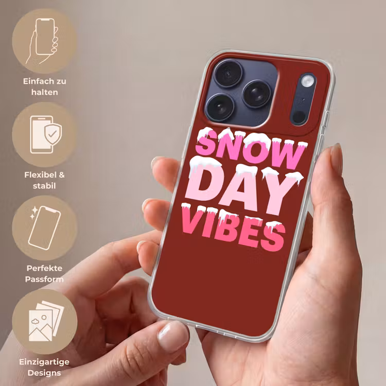 Handyhülle - Weihnachten – Text – Schnee – Rot – Rosa — 4