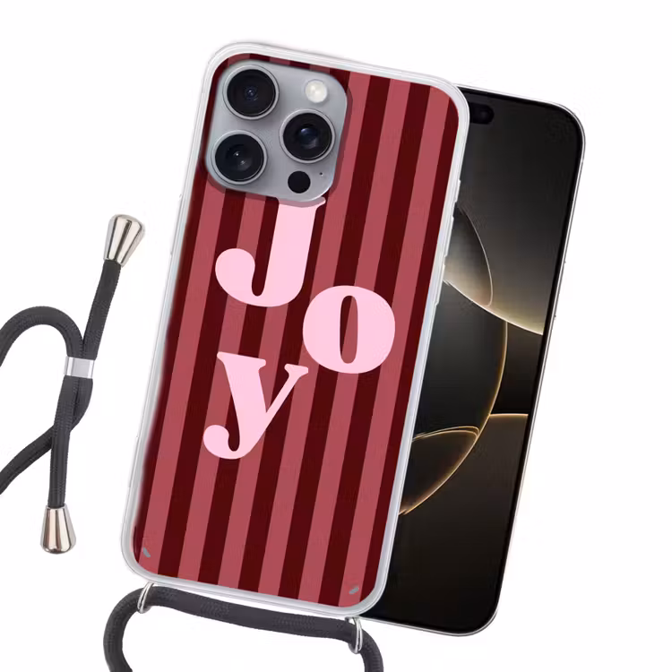 Handyhülle mit Band - Joy – Weihnachten – Text – Rosa — 5