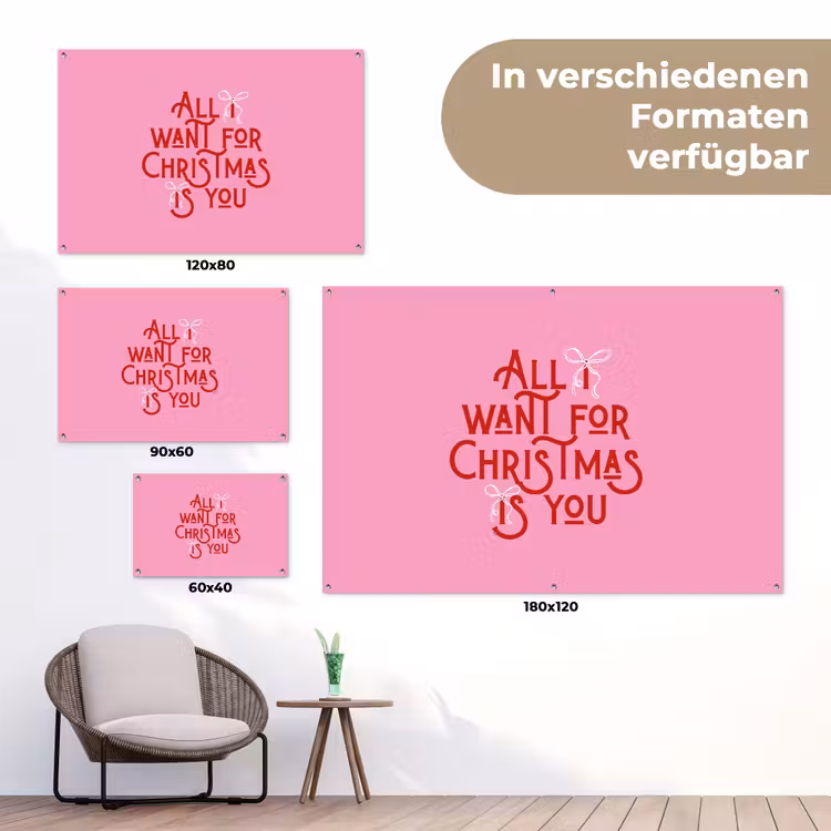 Gartenposter - Text – Weihnachten – Rosa – Rot — 6