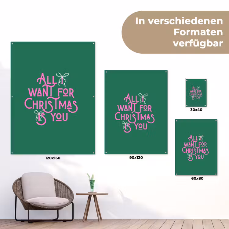 Gartenposter - Weihnachten – Text – Rosa – Grün — 6