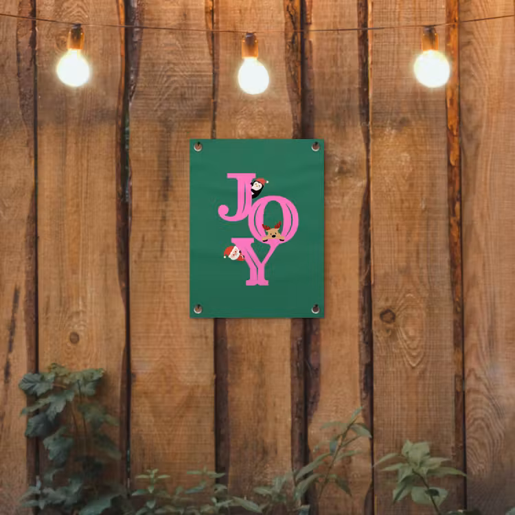 Gartenposter - Freude – Weihnachten – Animation – Rosa – Grün — 2