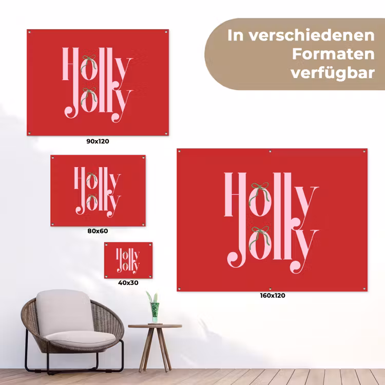 Gartenposter - Weihnachten – Rosa – Rot – Text — 6
