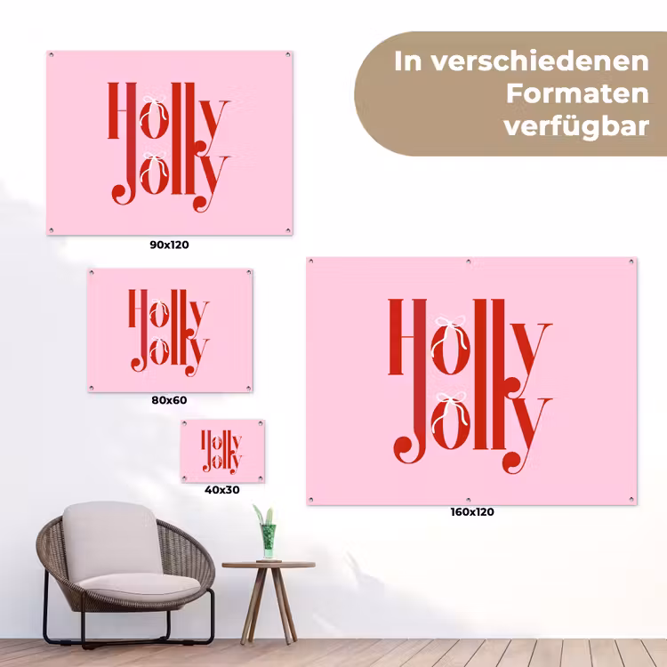 Gartenposter - Weihnachten – Text – Rot – Rosa — 6