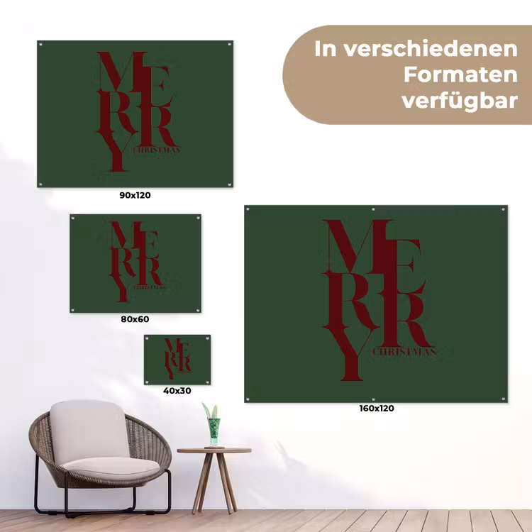 Gartenposter - Merry – Text – Grün – Weihnachten — 6