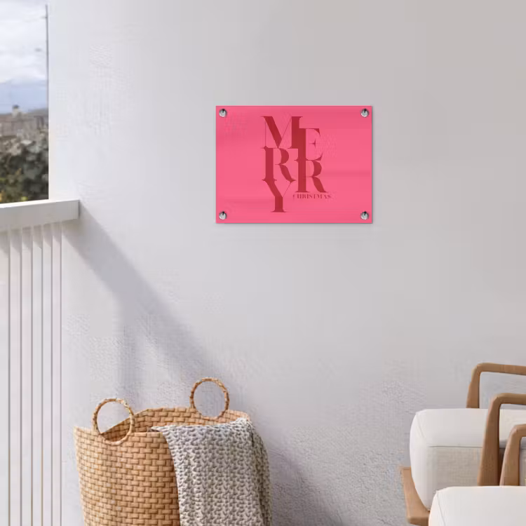 Gartenposter - Merry – Text – Weihnachten – Rosa — 5