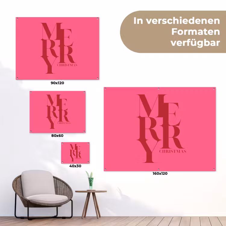 Gartenposter - Merry – Text – Weihnachten – Rosa — 6