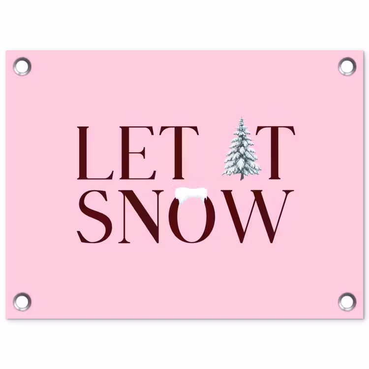 Gartenposter - Weihnachten – Text – Schnee – Rosa — 1