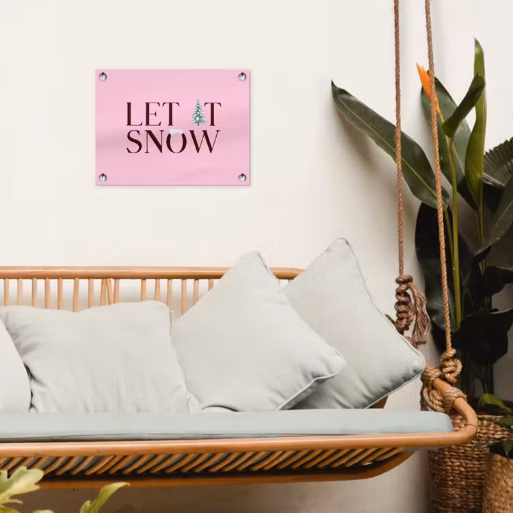Gartenposter - Weihnachten – Text – Schnee – Rosa — 4