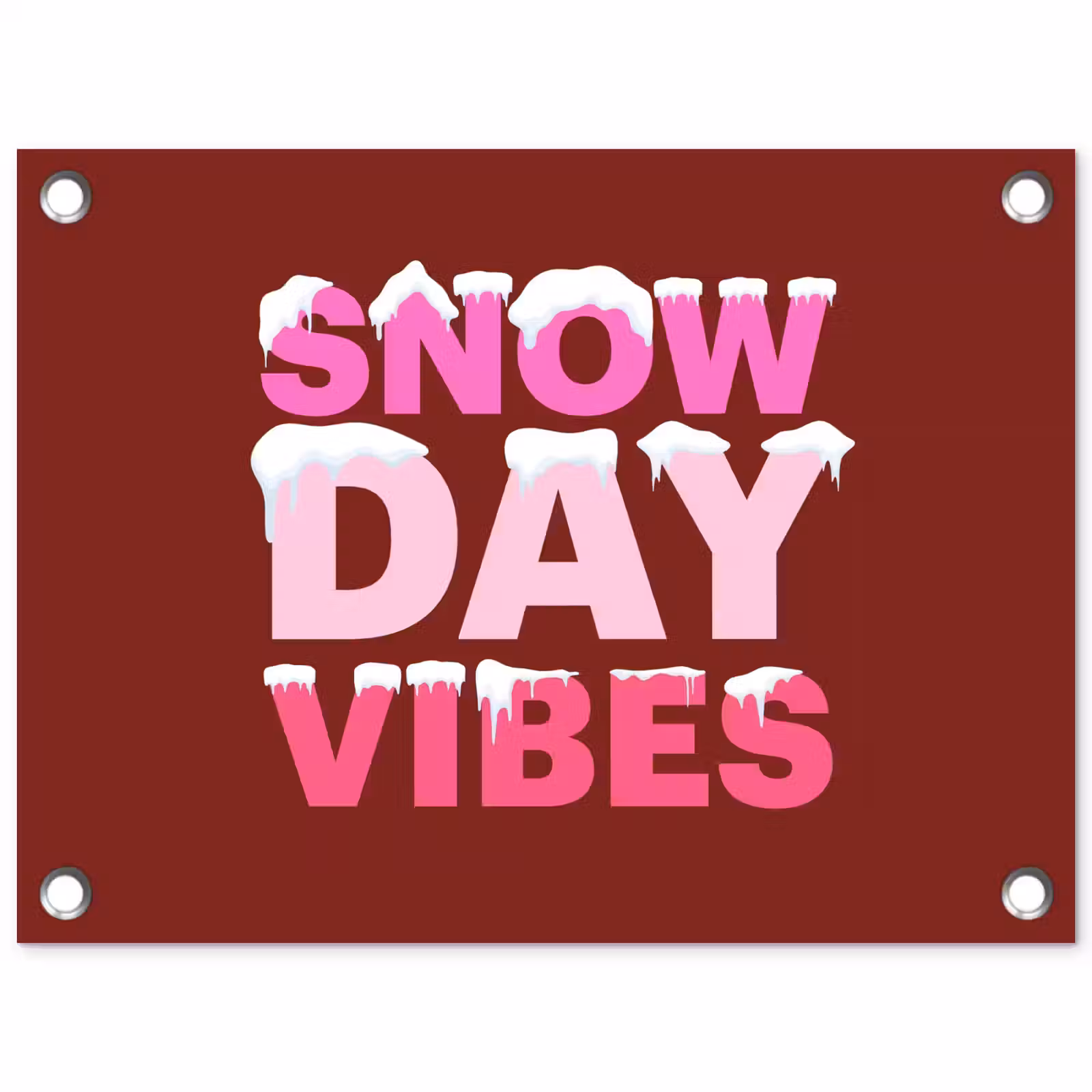 Gartenposter - Weihnachten – Text – Schnee – Rot – Rosa — 1