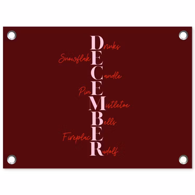 Gartenposter - Dezember – Text – Weihnachten – Burgund — 1