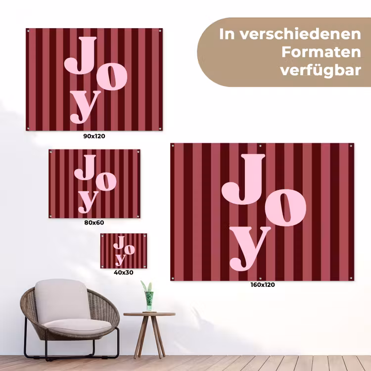 Gartenposter - Joy – Weihnachten – Text – Rosa — 6