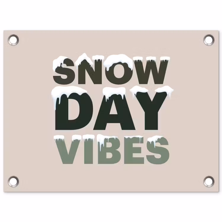 Gartenposter - Schnee – Text – Weihnachten – Beige — 1