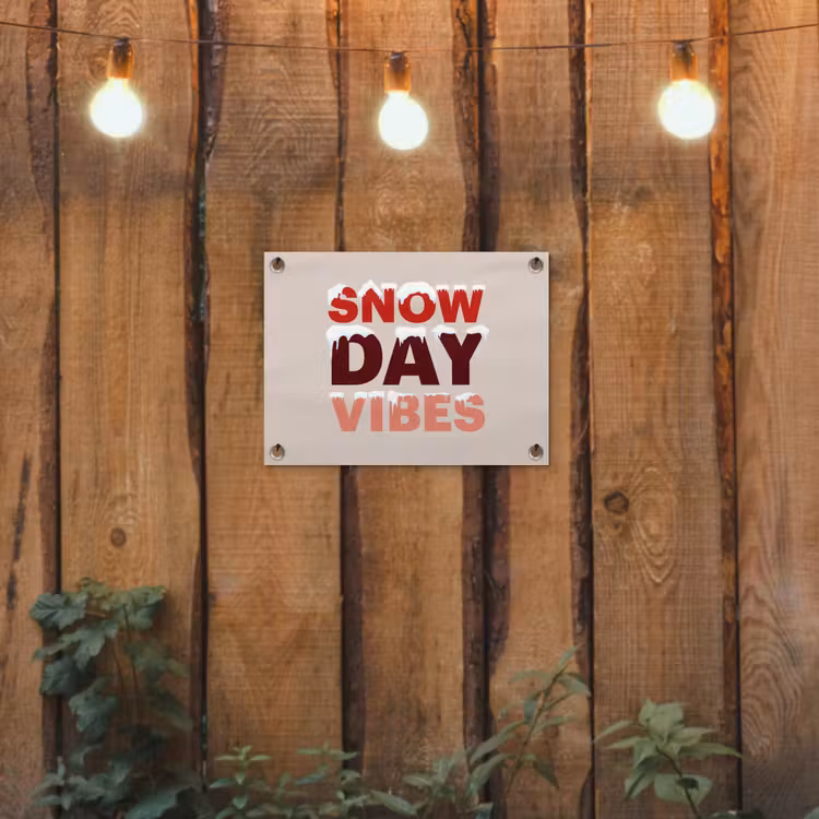 Gartenposter - Schnee – Weihnachten – Text – Rot — 2