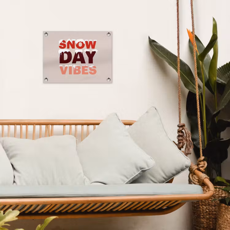 Gartenposter - Schnee – Weihnachten – Text – Rot — 4