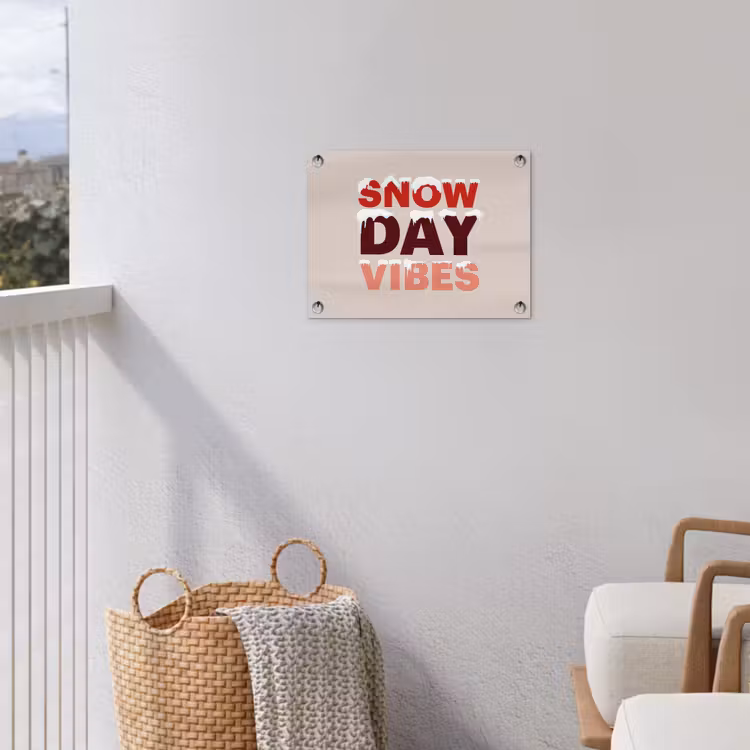 Gartenposter - Schnee – Weihnachten – Text – Rot — 5