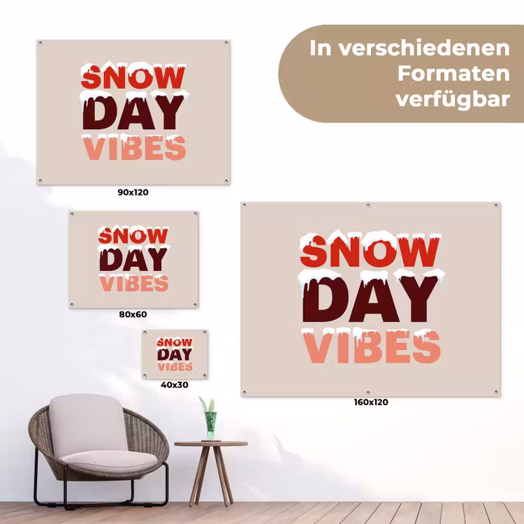 Gartenposter - Schnee – Weihnachten – Text – Rot — 6