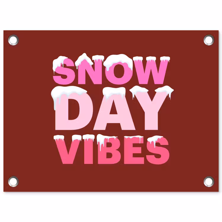 Gartenposter - Weihnachten – Text – Schnee – Rot – Rosa — 1
