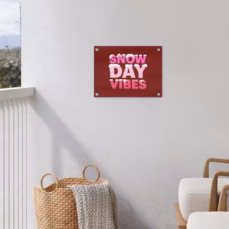 Gartenposter - Weihnachten – Text – Schnee – Rot – Rosa — 5