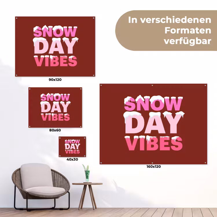 Gartenposter - Weihnachten – Text – Schnee – Rot – Rosa — 6