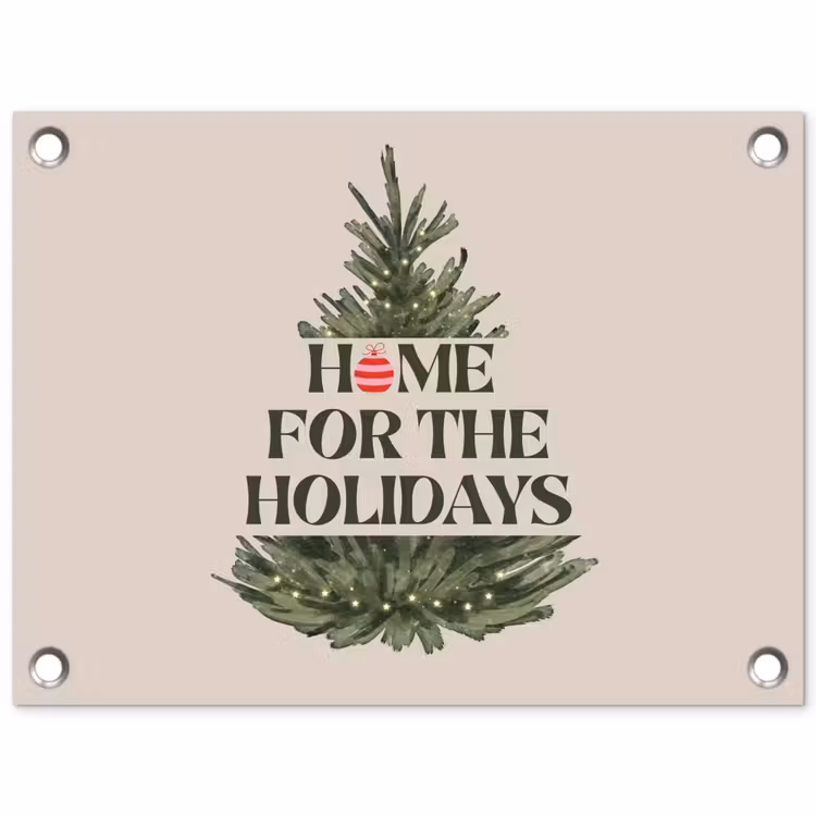 Gartenposter - Weihnachten – Text – Weihnachtsbaum – Beige — 1