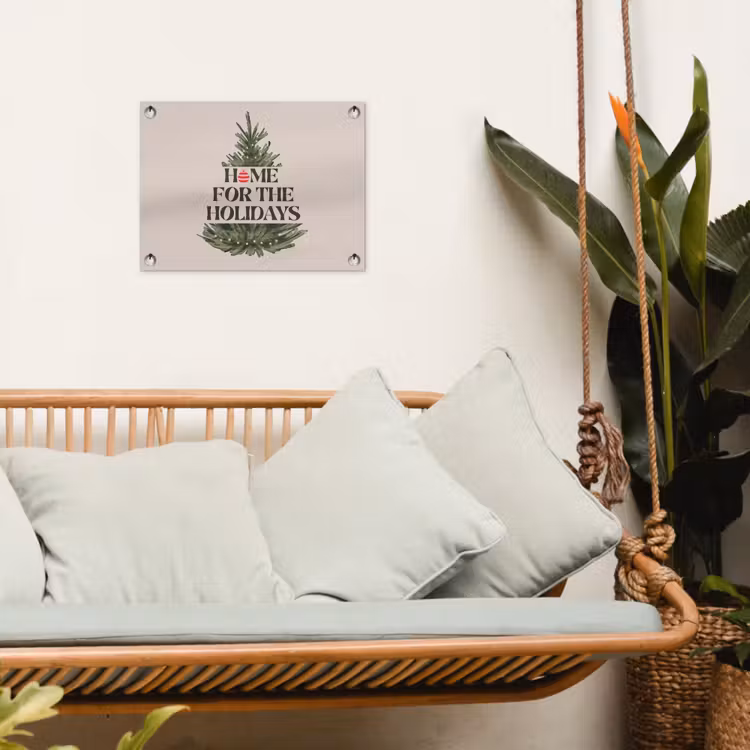 Gartenposter - Weihnachten – Text – Weihnachtsbaum – Beige — 4
