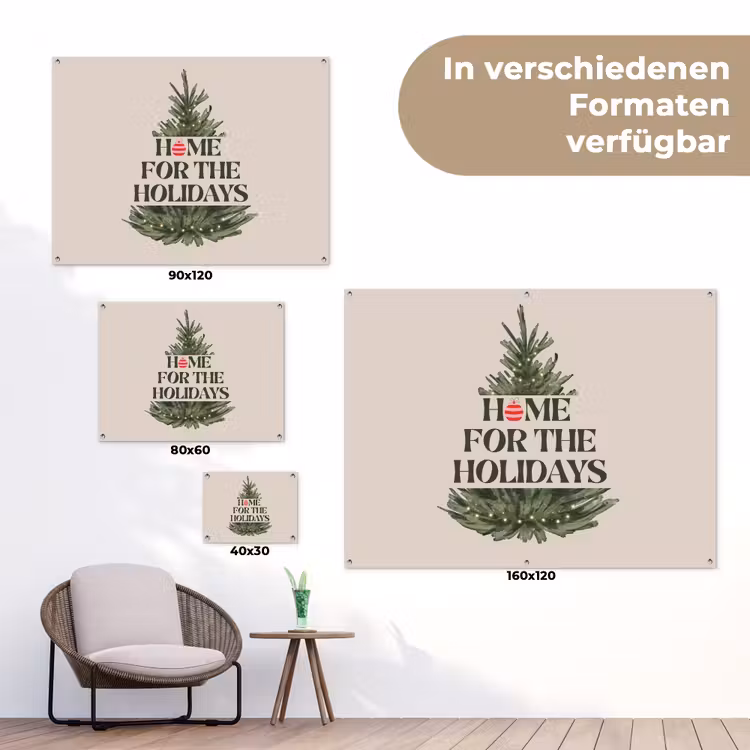 Gartenposter - Weihnachten – Text – Weihnachtsbaum – Beige — 6
