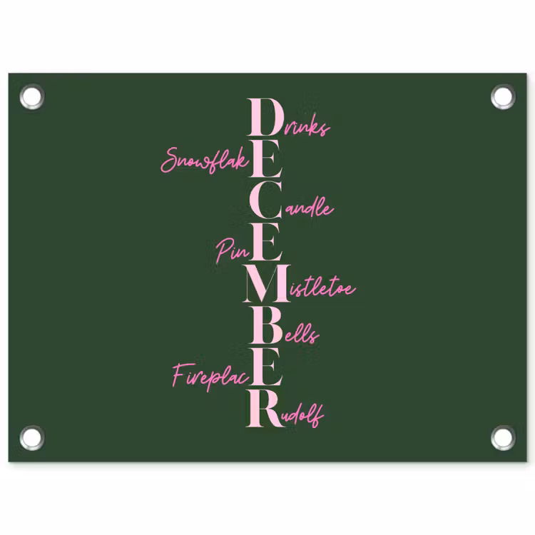 Gartenposter - Dezember – Text – Weihnachten – Grün — 1