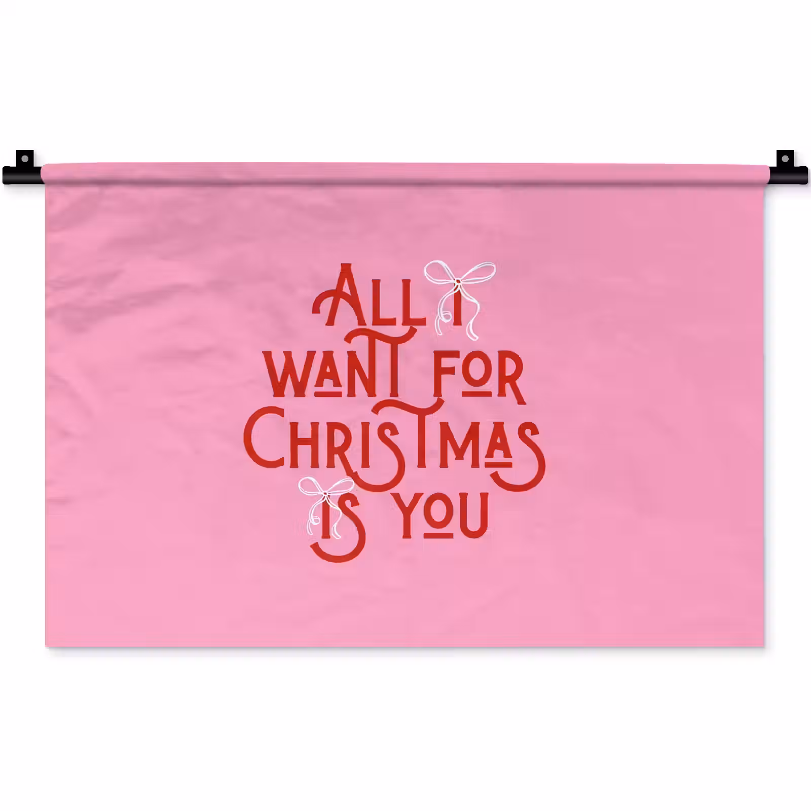 Wandteppich - Text – Weihnachten – Rosa – Rot — 1