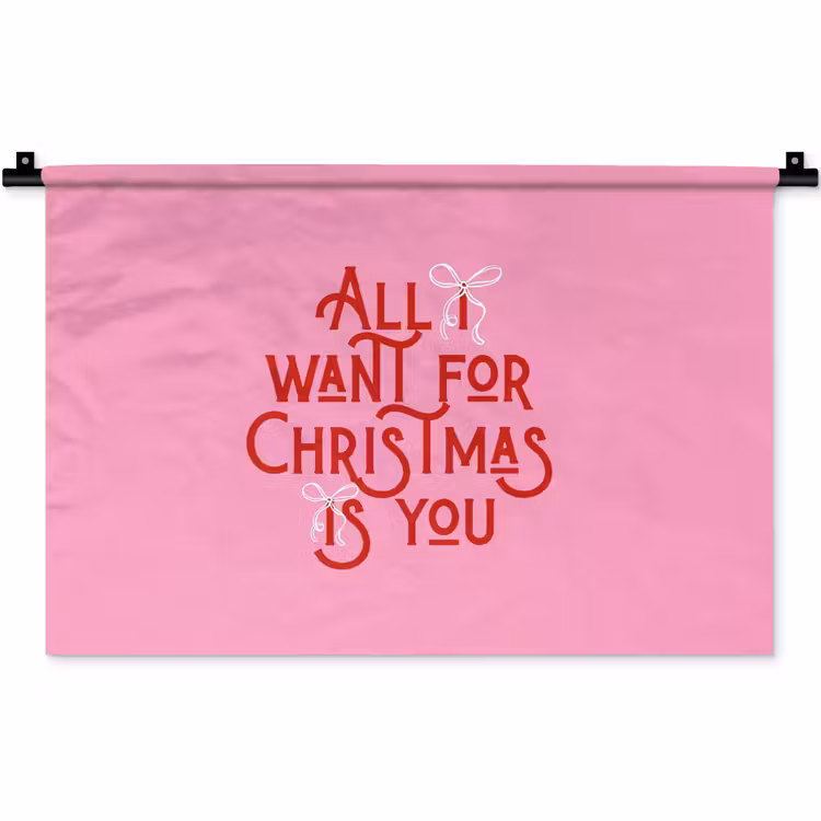 Wandteppich - Text – Weihnachten – Rosa – Rot — 1
