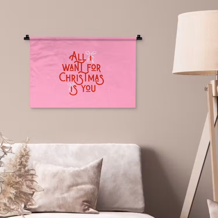 Wandteppich - Text – Weihnachten – Rosa – Rot — 2