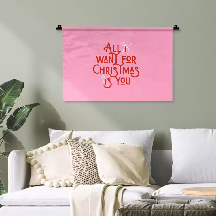 Wandteppich - Text – Weihnachten – Rosa – Rot — 4