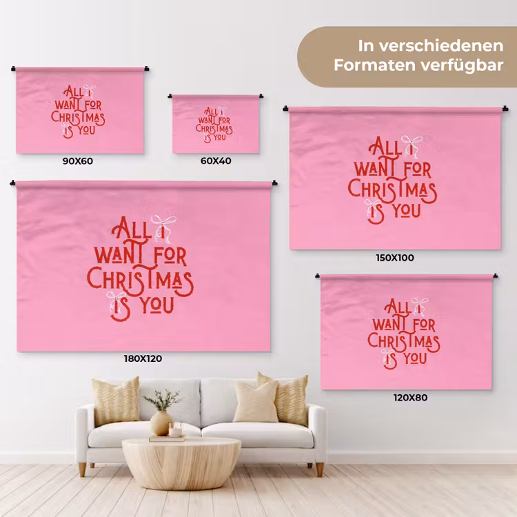 Wandteppich - Text – Weihnachten – Rosa – Rot — 8