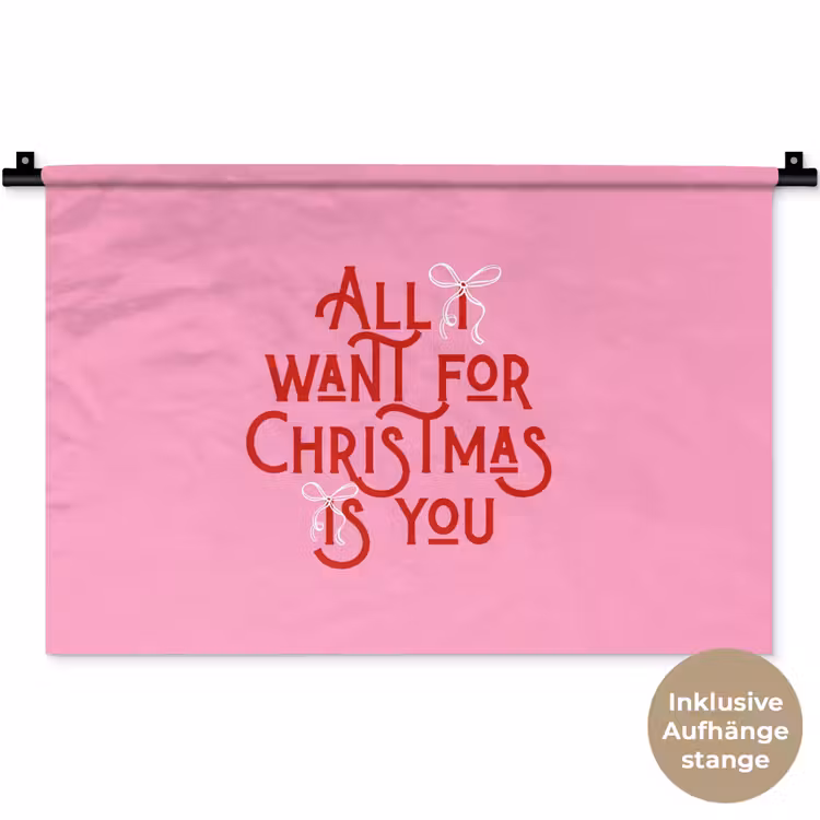Wandteppich - Text – Weihnachten – Rosa – Rot — 9