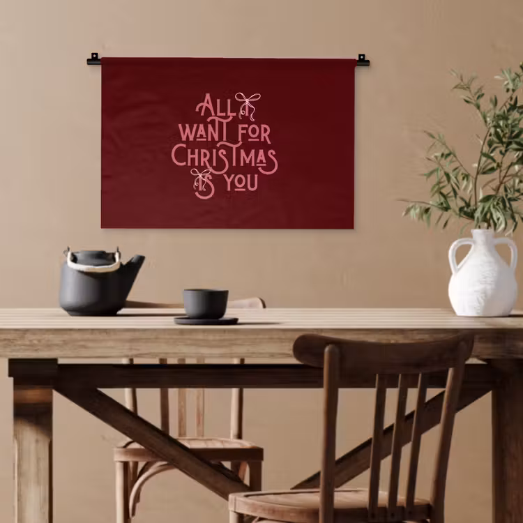 Wandteppich - Text – Weihnachten – Rot – Rosa — 3