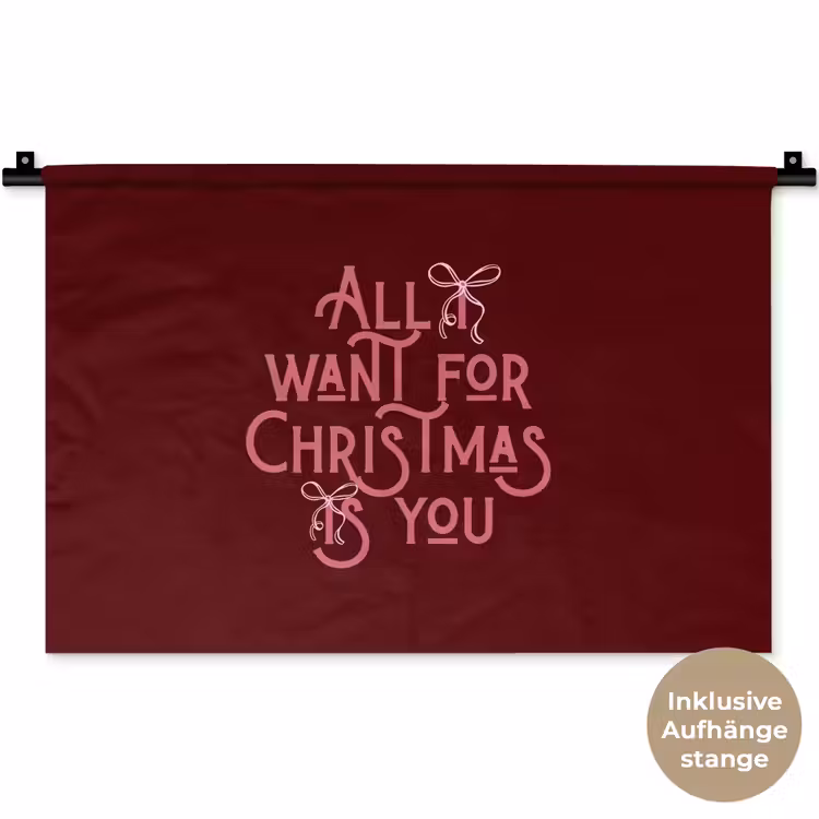 Wandteppich - Text – Weihnachten – Rot – Rosa — 9
