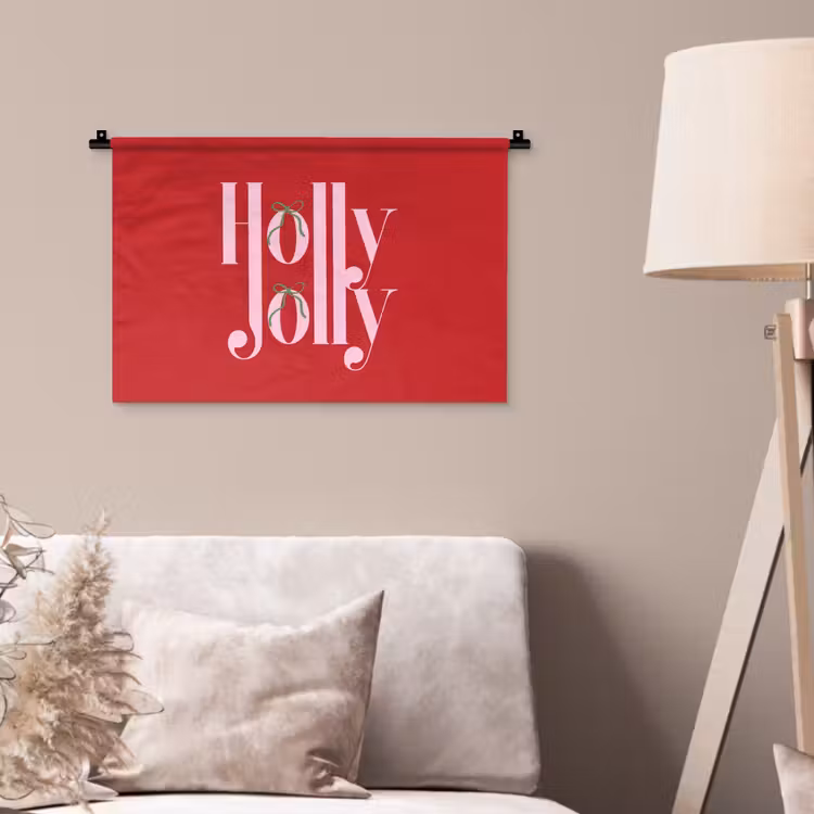 Wandteppich - Weihnachten – Rosa – Rot – Text — 2
