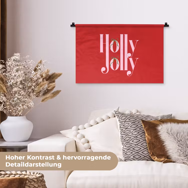 Wandteppich - Weihnachten – Rosa – Rot – Text — 6