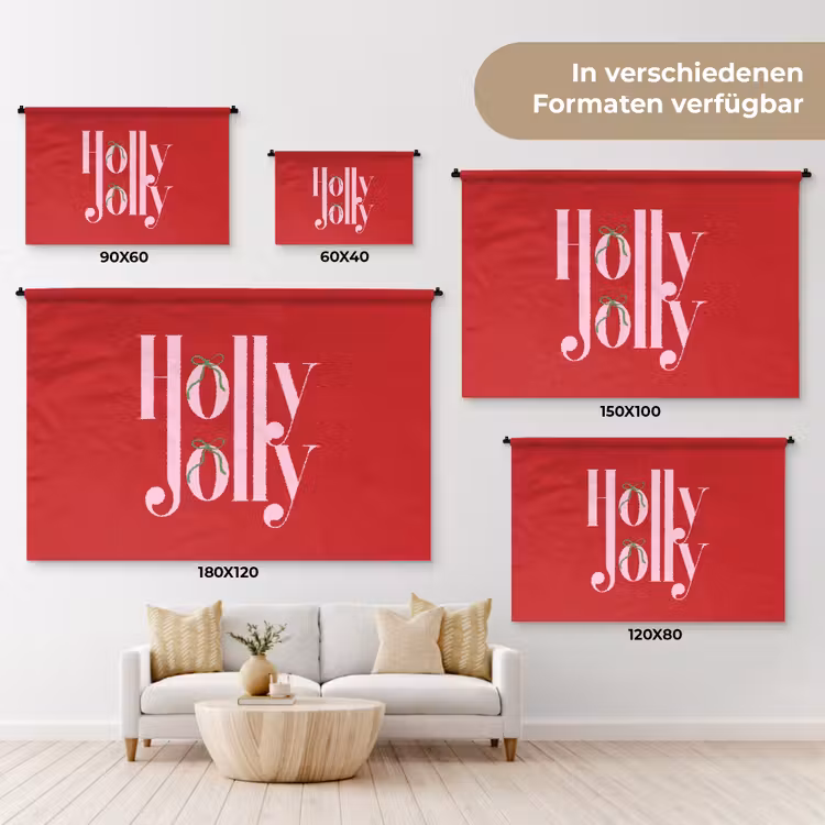 Wandteppich - Weihnachten – Rosa – Rot – Text — 8