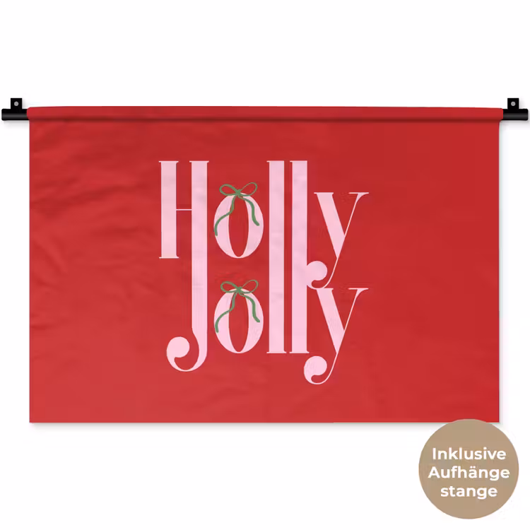 Wandteppich - Weihnachten – Rosa – Rot – Text — 9