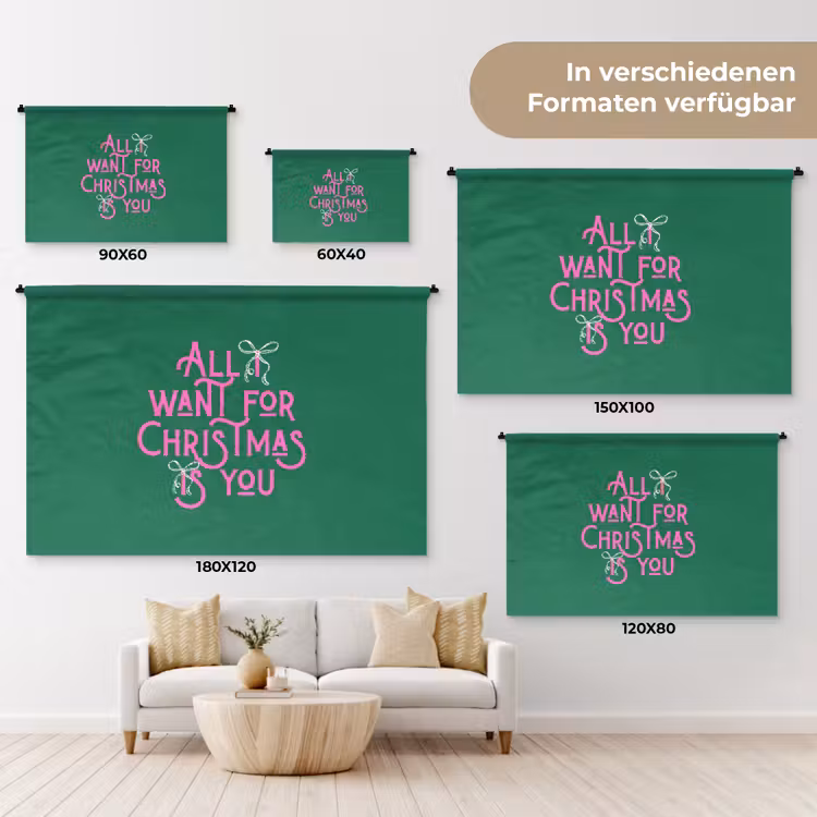 Wandteppich - Weihnachten – Text – Rosa – Grün — 8