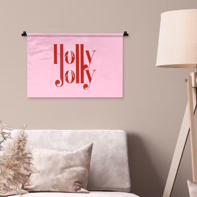 Wandteppich - Weihnachten – Text – Rot – Rosa — 2