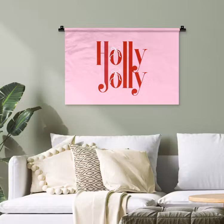 Wandteppich - Weihnachten – Text – Rot – Rosa — 4
