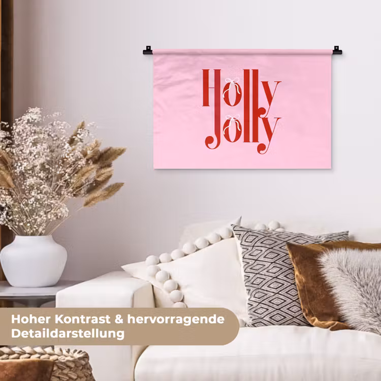 Wandteppich - Weihnachten – Text – Rot – Rosa — 6