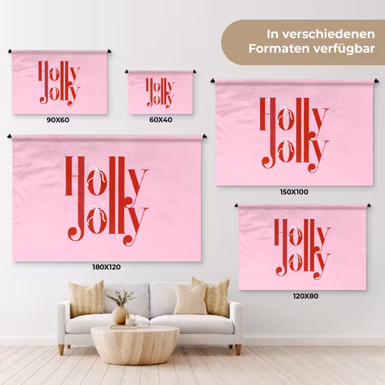 Wandteppich - Weihnachten – Text – Rot – Rosa — 8